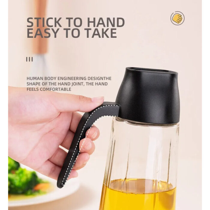 630ml Food Grade Glass Oil Dispenser Bottle with Automatic Flip Cap for Cooking & Seasoning - Image 8