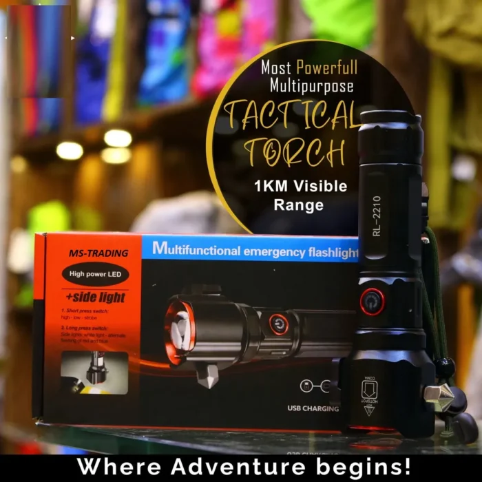 super Powerful 2-in-1 Emergency Flashlight torch & Charging Bank Waterproof LED 2210long range flashlight - Image 1