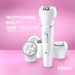 Kemei KM-2199 Multi-Functional Rechargeable Epilator: 5-In-1 Beauty Tools Kit For Women - Image 5