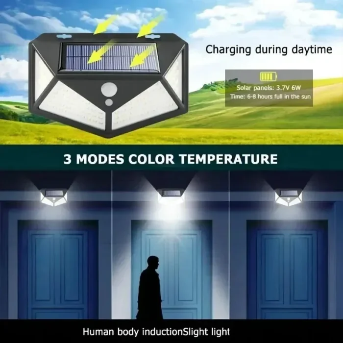 Solar Interaction Light | Solar charging Led Induction Motion sensor wall lamp for Outdoor Garden Courtyard BK-100 - Image 12