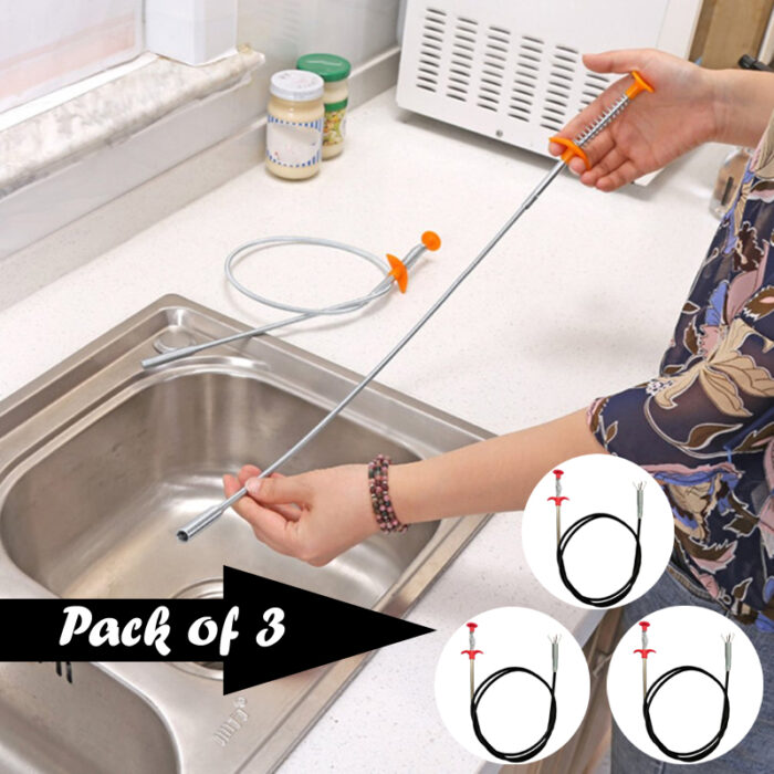 Pack of 3 Pcs Flexible Hand-Pinch Sewer Picker With Pressable Garbage Clip For Efficient Dredging - Image 1