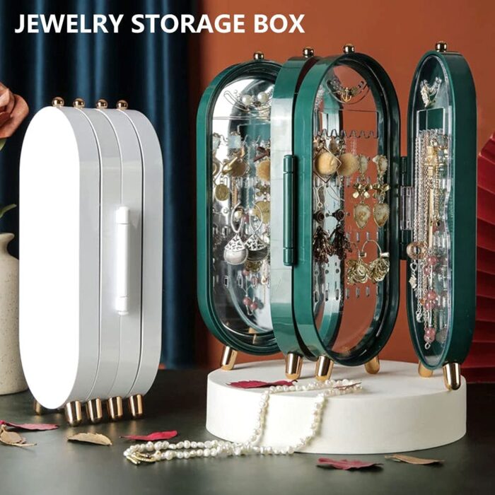 Screen Folding Jewelry Box | Jewelry Cabinet Organizer with Mirror (Random Color) - Image 1