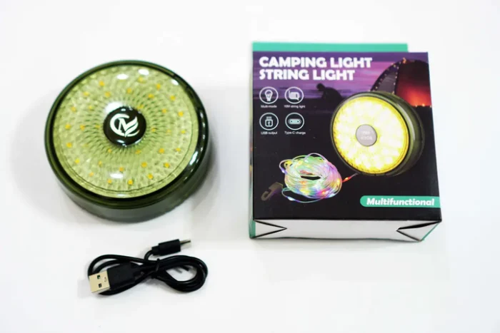 Hanging lantern with garland, camping atmospheric garland, rechargeable LED garland 9 m - Image 9