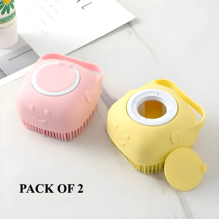 Set of 2 Soft Silicone Massage Bath Brushes with Soap Dispenser and Easy-Clean Design - Image 7