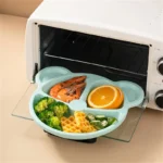 5 Pcs Bear Plate Set - Cartoon compartment dinner plate | Includes Divided Plate, Fork & Spoon, Perfect For Toddlers & Preschoolers (Random color) - Image 7
