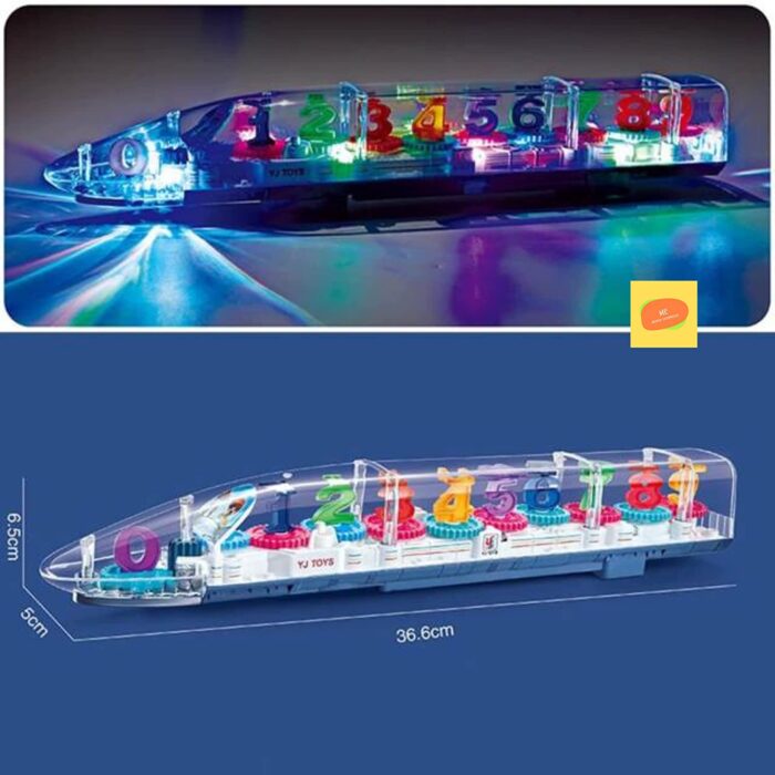 Transparent Gear Train Toy For Kids With Music 3D Lights And Sound, Bump N Go Action, Musical Electric Train Toy For Kids - Image 1