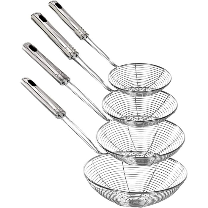 711d-CxN-cL._AC_SL1500_.jpg Solid 4 PCS Stainless Steel Fry Oil Strainer - Image 1