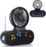 Solar fan Bluetooth speaker | Wireless outdoor portable With  blowing flashlight | Listening to music Support TF card U disk FM radio TWS interconnection - Image 7