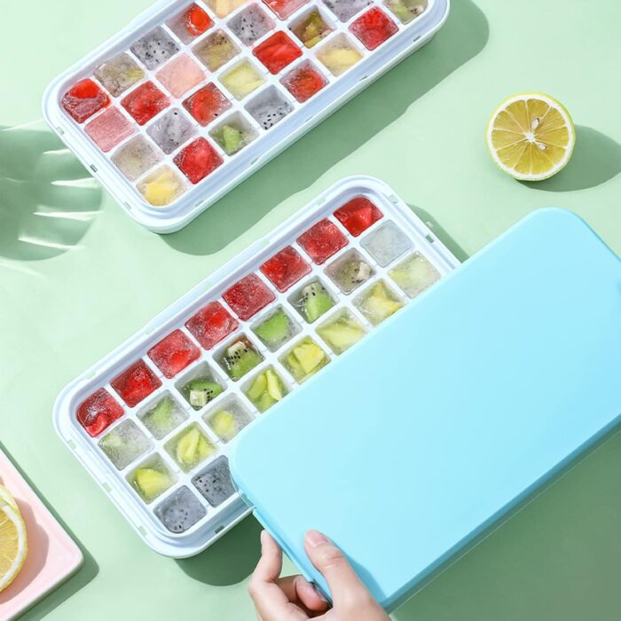 32 grid Silicone Ice Cube Tray with Lid Cover  (Random color) - Image 4