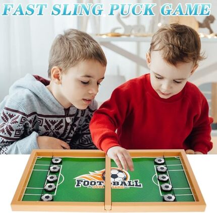Wooden Sling Puck Game | Football Board Game | Wooden Hockey Soccer Table Game for kids & adults
