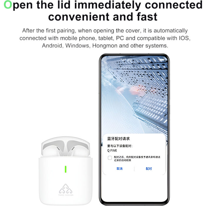 THREE PEACHES TWS Q Five Bluetooth 5.3 Noise-Cancelling, IPX4 Waterproof Elegant Design Earbuds - Image 4