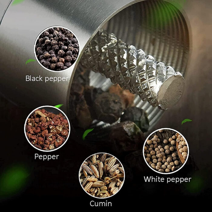 One Handed Operation Thumb Push High Quality Stainless Steel Spice Grinder - Image 6