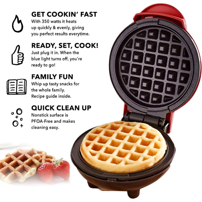 Compact 4-Inch Non-Stick 350-Watt Electric Mini Waffle Maker Machine - Image 8