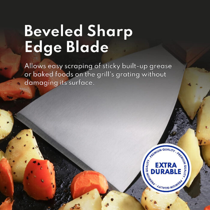 Multi-Purpose Wooden Handle Stainless-Steel Slant Edges Scraper - Image 2