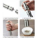 One Handed Operation Thumb Push High Quality Stainless Steel Spice Grinder - Image 7