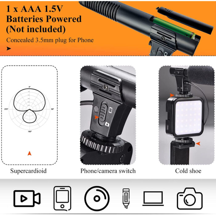 Multifunctional Professional Vlogging Kit With Tripod LED Video Light Microphone And Phone Holder - Image 4