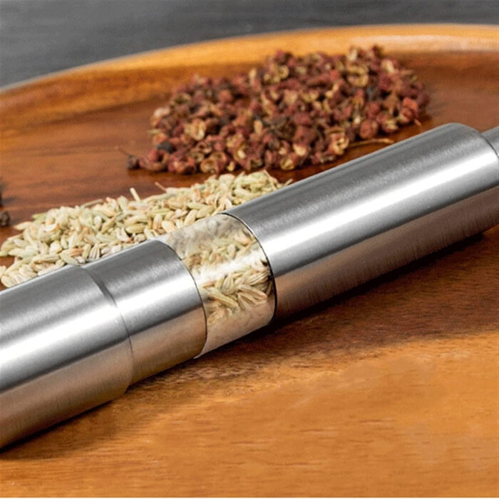 One Handed Operation Thumb Push High Quality Stainless Steel Spice Grinder - Image 8