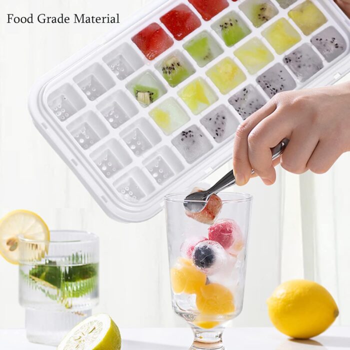 32 grid Silicone Ice Cube Tray with Lid Cover  (Random color) - Image 5