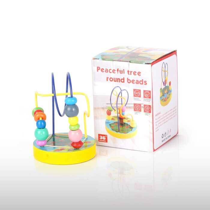 Colorful Peaceful Tree Round Wooden Beads Maze Toy For Early Learning - Image 1
