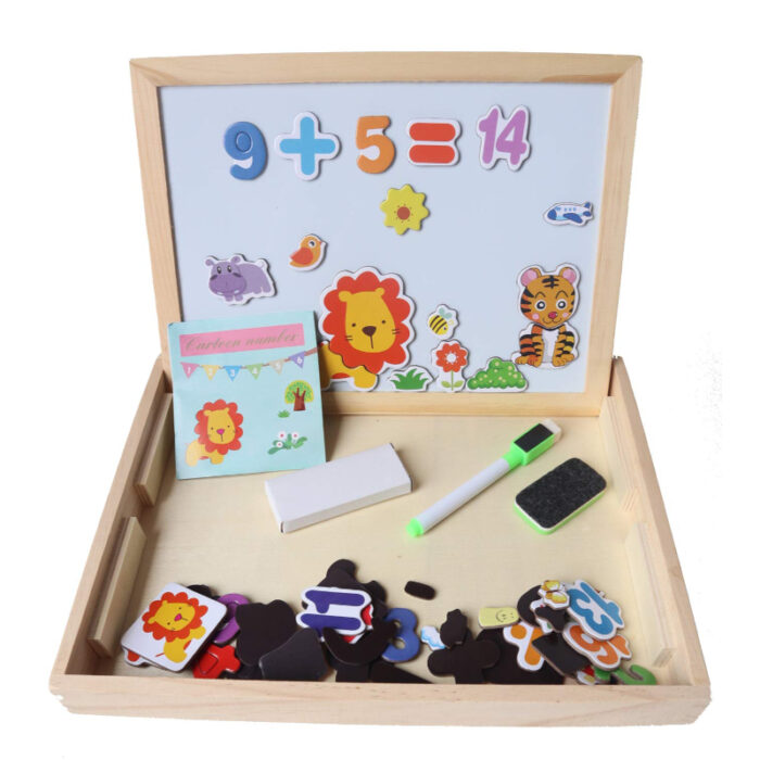 Wooden Magnetic Black And White Board With Cartoons And Numbers - Image 6