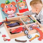 2in1 Crazy Face Clown Magnetic Drawing Board  | Magnetic Facial Features Magnetic Jigsaw Puzzle Changing Wooden Children's Toys Learning Toy for Children - Image 3