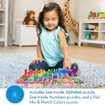 Wooden Puzzle Sorting Learning Board Toys | ABC, Numbers, Shapes, Abacus, Fish Picking Activity and Animals | Preschool Education Montessori Toys - Image 2