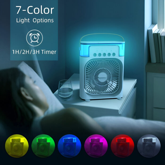 4-In-1 Multi-Functional Portable Air Humidifier Cooling USB Fan With 7-Color Night Light - Image 11