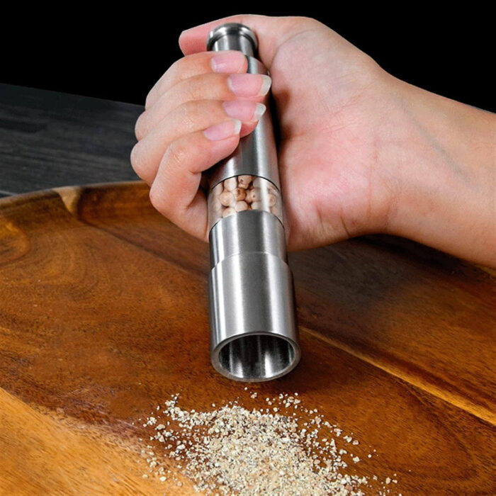 One Handed Operation Thumb Push High Quality Stainless Steel Spice Grinder - Image 2