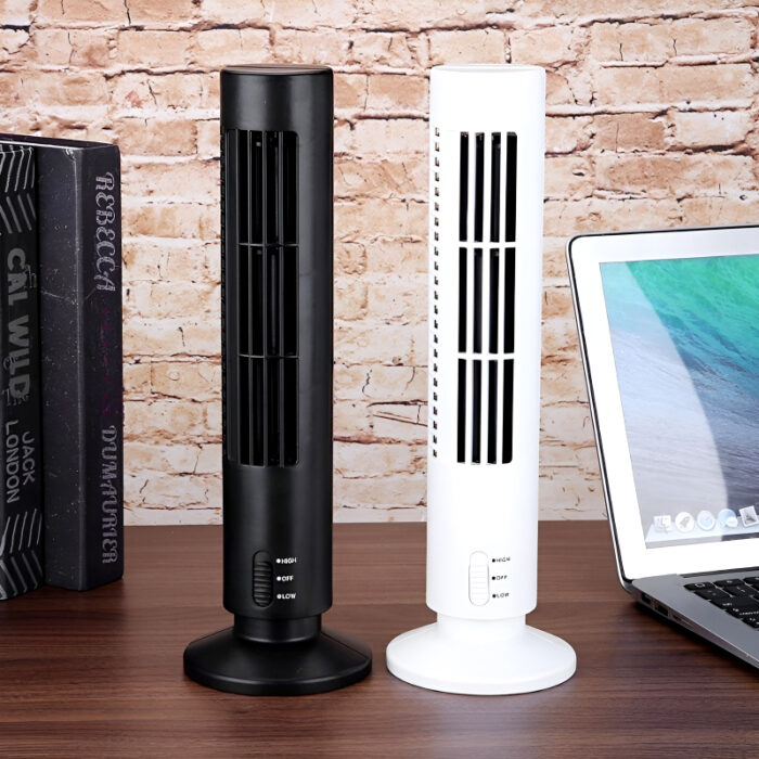 CoolWave USB Vertical Bladeless Tower Fan – Mini Air Conditioner, Quiet Cooling Fan for Home, Office, and Desktop - Image 1