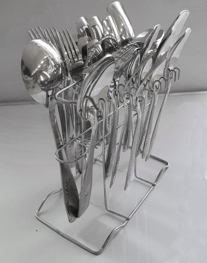 29 Pcs High-Quality Stainless-Steel Cutlery Set with Spoons, Forks, Knifes and Holder Stand - Image 2