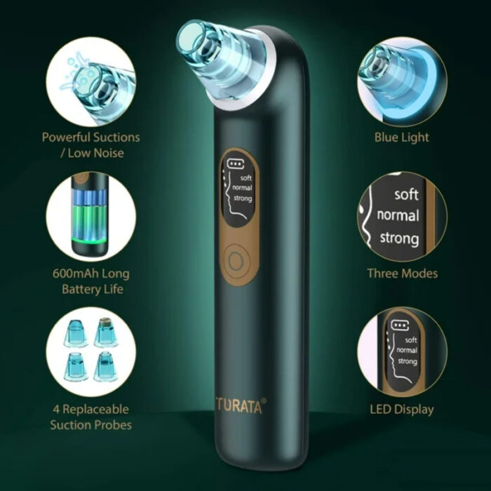 Turata USB Rechargeable Blackhead Remover Advanced Pore Vacuum With 3 Different Suction Levels - Image 3
