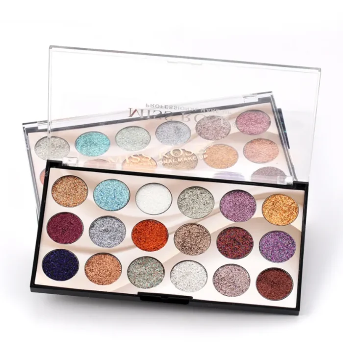 Miss Rose 18 Colors Sequins Glitter Powder High Gloss Pearly Eye shadow Palette - Image 4