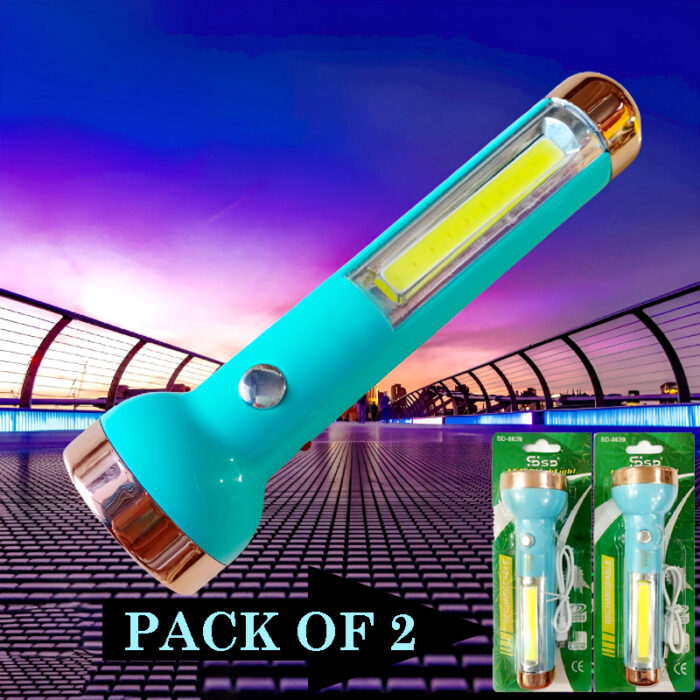 Pack of 2 SD-8639 Mini 2-in-1 COB+LED Dual Modes Super Bright Rechargeable Flashlight - Image 8