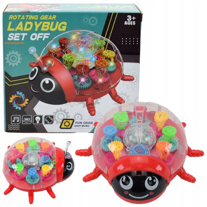 Battery Operated Rotating Gear Ladybug Toy With Lights And Music - Image 1