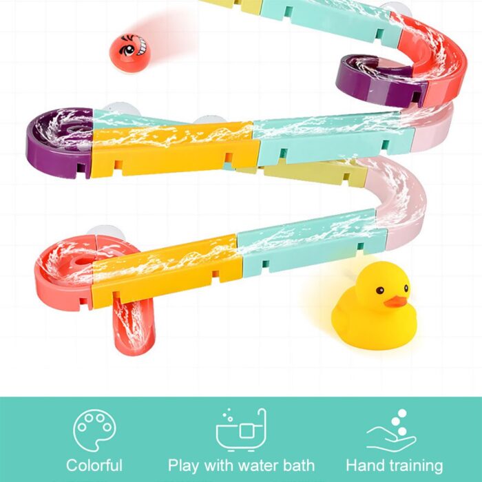 Bath Time Ball Track Water Play 24 pieces | Kids Bath Toys Wall Suction Cup Marble Race Run Track Bathroom Bathtub Baby Play Water Games Toy Kit for Boys Girls - Image 8