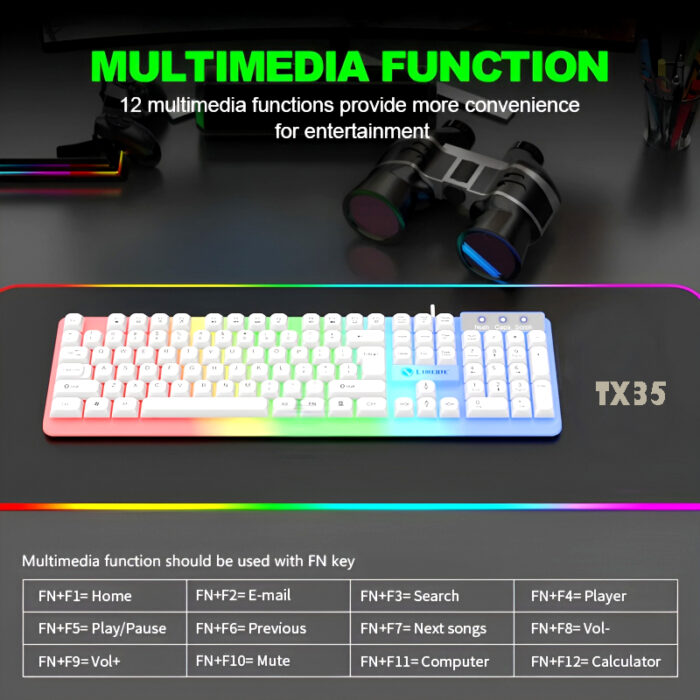 TX35 Limeide RGB Suspension Backlit Lightweight Luminous Wired Gaming Keyboard - Image 5