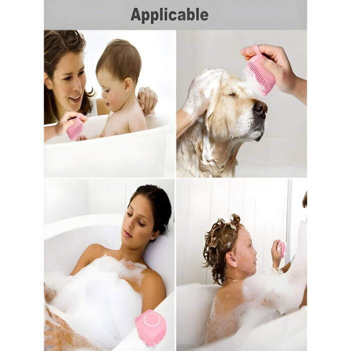 Set of 2 Soft Silicone Massage Bath Brushes with Soap Dispenser and Easy-Clean Design - Image 8