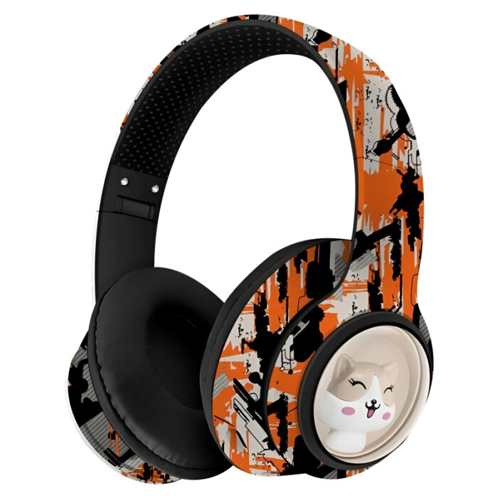 AKZ-36 Creative Graffiti Wireless Bluetooth 5.3 Headphones – Foldable Headset with Hi-Fi Sound, FM Radio, Microphone, and TF Card Support - Image 5