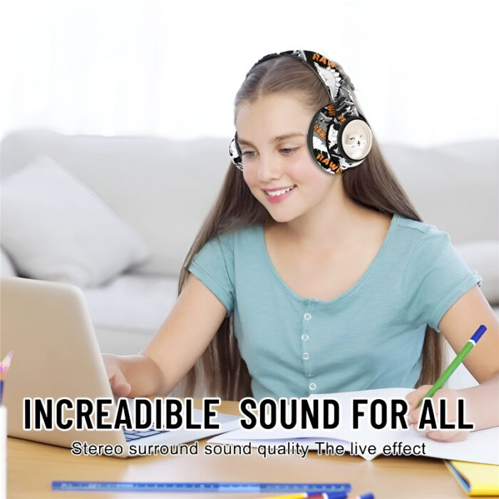 AKZ-36 Creative Graffiti Wireless Bluetooth 5.3 Headphones – Foldable Headset with Hi-Fi Sound, FM Radio, Microphone, and TF Card Support - Image 12