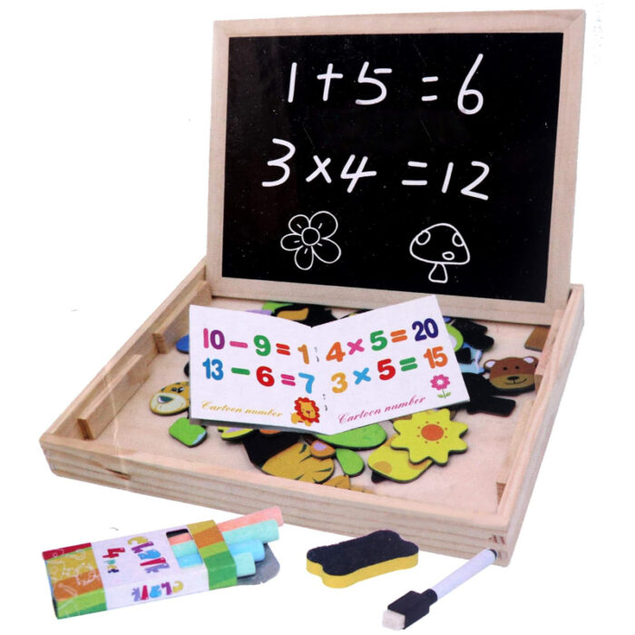 Wooden Magnetic Black And White Board With Cartoons And Numbers - Image 4