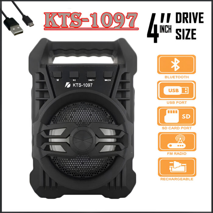 813dc398d0ed98e5ac64cc3f0ca7934b-1.jpg KTS-1097 Mini Portable 4-Inch Wireless Bluetooth Speaker with Enhanced Stereo Bass, LED Disco Lights, and Mic Input for Seamless Connectivity - Image 1
