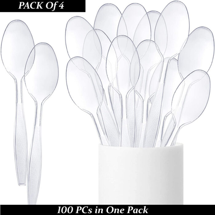 4 Packs Of 100PCS Transparent Plastic Spoons For Desserts And Appetizers - Image 9