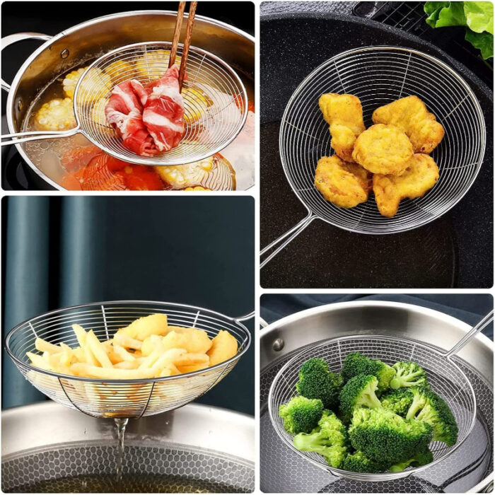 Solid 4 PCS Stainless Steel Fry Oil Strainer - Image 2