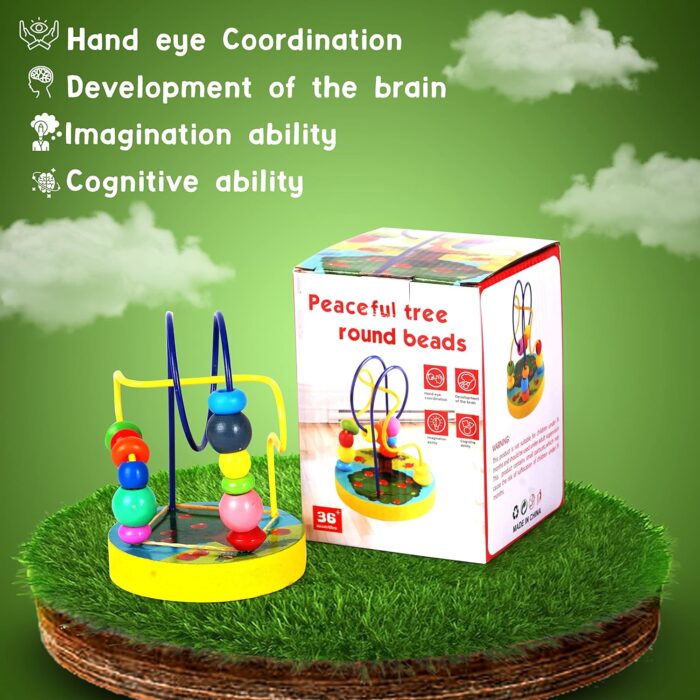 Colorful Peaceful Tree Round Wooden Beads Maze Toy For Early Learning - Image 4