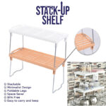 Set Of 3 Stack Up Shelf Space Saver Plastic Racks With Foldable Legs For Kitchen - Image 4