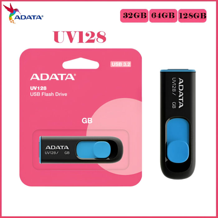 ADATA UV128 USB 3.2 Flash Drive – Sleek, Slide-Out Design | Available in 32GB, 64GB, and 128GB - Image 1