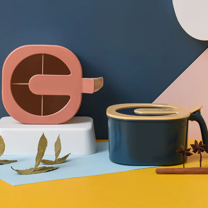 Combo Deal - 4 Section Spice Container Box & Multi-function Spit Bone 10 Plate Set Kitchen Storage Organizer (Random color) - Image 10