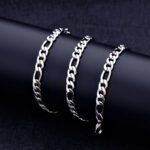 Durable & Glossy Finish Men's Solid Stainless Steel Figaro Chain Bracelet - Image 4