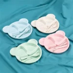 5 Pcs Bear Plate Set - Cartoon compartment dinner plate | Includes Divided Plate, Fork & Spoon, Perfect For Toddlers & Preschoolers (Random color) - Image 10