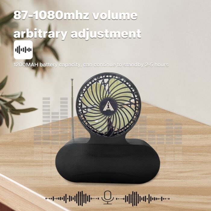 Solar fan Bluetooth speaker | Wireless outdoor portable With  blowing flashlight | Listening to music Support TF card U disk FM radio TWS interconnection - Image 5